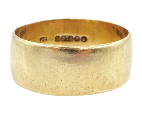 9ct gold wedding band, London 1968Condition Report:Approx 4.4gm, size R, depth = 8.1mm