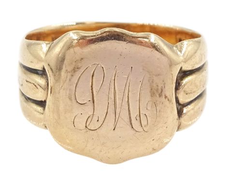 Early 20th century 9ct rose gold signet ring, with monogrammed initials, Chester 1916Condition Report:Approx 7.9gm, size Q-R,