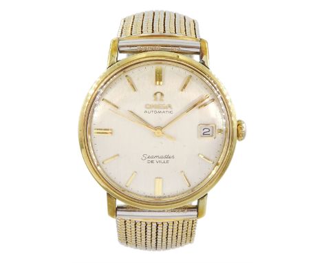 Omega Seamaster De Ville gentleman's gold capped and stainless steel automatic wristwatch, silvered dial with baton hour mark