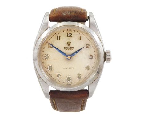 Rolex Oyster Precision stainless steel manual wind wristwatch, circa 1958, Ref. 6422, serial No. 331686, cream dial with Arab