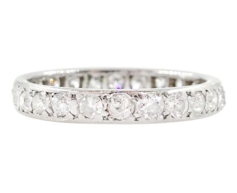 Early 20th century platinum channel set old cut diamond full eternity ring, total diamond weight approx 1.45 caratCondition R