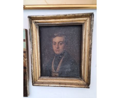 19th Century School, mid length portrait depicting a young gentleman, oil on canvas, 20cm x 25cm, unsigned, framed. Condition