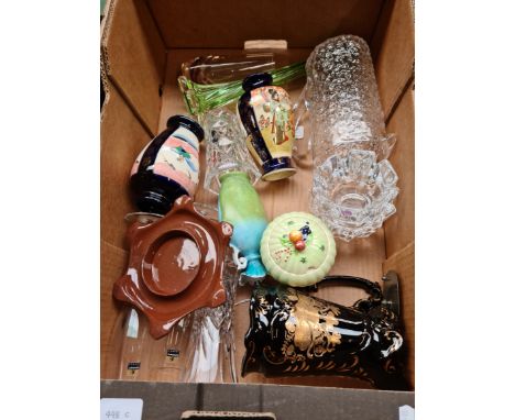 A mixed lot of pottery and glass including Orrefors glass, Whitefriars jug, Japanese vase, ceramic jug etc. 
