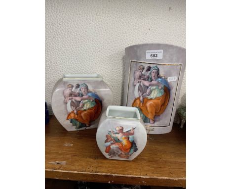 Goebel Artis Orbis "Michelangelo" group of 3 vases. 