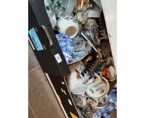 2 boxes of mixed ceramic and glass etc including Wedgwood, Mason's etc 