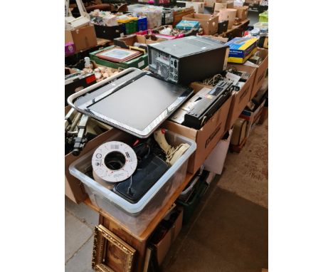 15 boxes of various electronics and hi-fi systems to include Aiwa, Alba, Pioneer, HP Pavilion 23 all in one PC, a PC unit, un