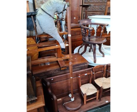 A retro teak lamp standard. 