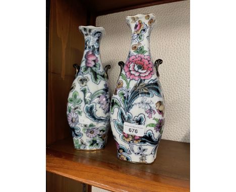 A pair of Losolware Stanley ceramic twin handled vases 