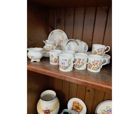 Aynsley Cottage Garden tea and coffee wares including cream jug and sugar basin 