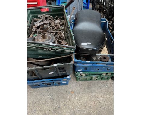 Five boxes of assorted vintage motorcycle parts.  