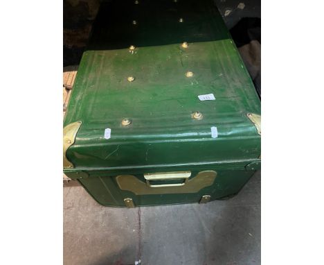 A vintage metal trunk. 