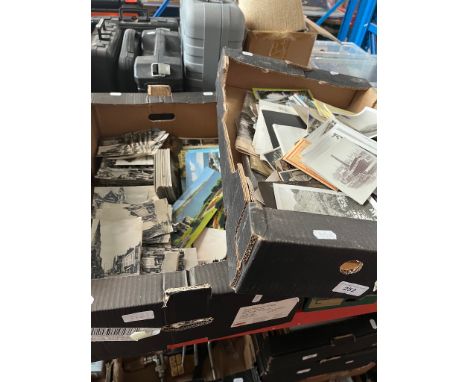 Two boxes of vintage postcards. 