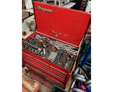 A 10 Drawer Snap-on-Tool Box complete with a large quantity of both Metric and Imperial tools including socket sets, open jaw