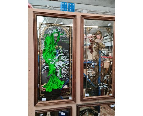A pair of vintage mirrors, 'Winter' and 'Spring'. 
