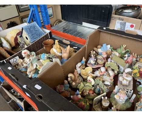 A large collection of Border Fine Arts Peter Rabbit figurines.Majority of figures are resin, may be one or two made of cerami