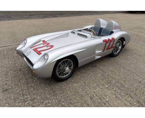 A striking homage to the late Sir Stirling Moss' 1955 Mille Miglia-winning #722 Mercedes-Benz. Utilising a glass-reinforced b