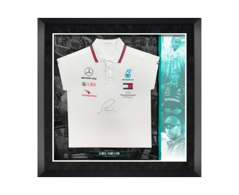 Mercedes AMG Petronas Motorsport official merchandise 2020 season shirt, hand-signed by the seven-time Formula 1 World Champi