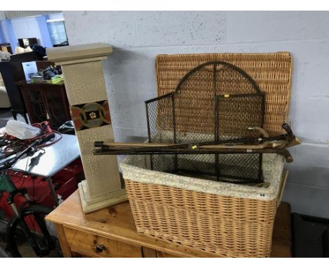 Hamper and contents including clock faces etc