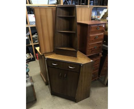 G Plan corner unit, oak chair and a camel seat