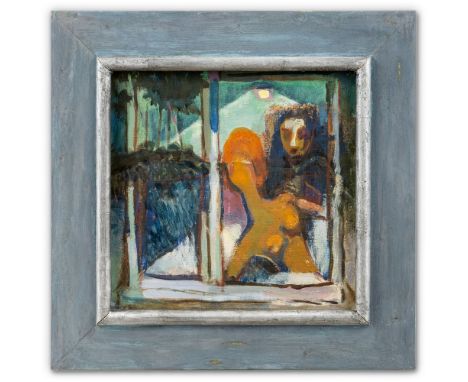 Hartmann, Franz (Berlin 1907-1989) Ohne Titel, 1954  Öl auf Lwd. 32×33 cm. Rücks. bez. u. dat. und Klebezettel mit Künstlerad