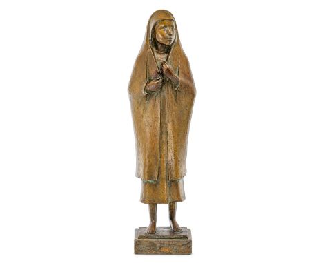 Steyer, Peter (Senica/bei Preßburg 1927-2009) Beduinenjunge  Bronze, gelbbraun patiniert mit Plinthe, auf braunem Steinsockel