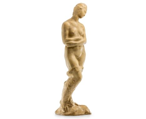 Lehmbruck , Wilhelm (Duisburg, Berlin 1881-1919) Kleine Sinnende  1910/11 Stucco, ockerfarben getönt und glasiert. H. 53,5 cm