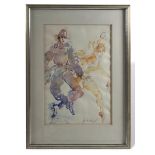 Rauschning, Erika (1923-2015), Aquarell zwei Harlekins