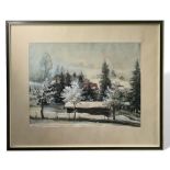 Sachs, A., Aquarell Winterlandschaft