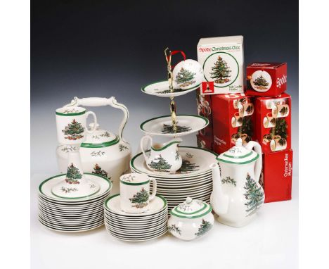 Made in England, this 73-piece porcelain set by Spode features the iconic Christmas Tree pattern with green trim. Includes 16