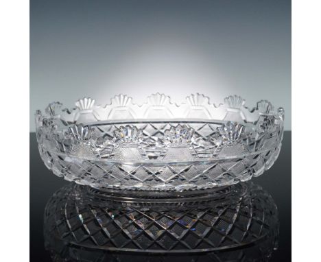 This exquisite Kennedy Bowl by Waterford Crystal showcases a refined fan and crosshatch pattern symbolizing timeless elegance