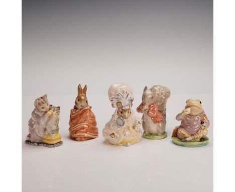 Charming set of five Beatrix Potter figurines produced by Beswick England, each beautifully hand-painted and based on beloved