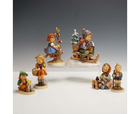 This 6pc Hummel Goebel porcelain figurine set presents a heartwarming mix of winter and pastoral scenes in finely detailed ha