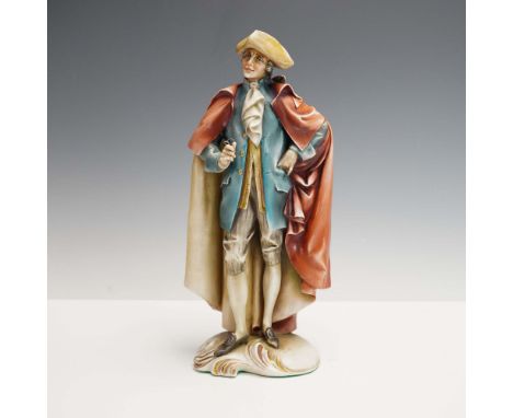 Made in Italy by renowned porcelain sculptor Antonio Borsato, this expressive figurine titled Cavalier depicts a refined 18th
