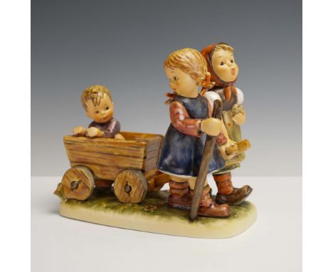 Crafted in West Germany by Goebel, this porcelain figurine titled Pleasant Journey is part of the M.I. Hummel Century Collect