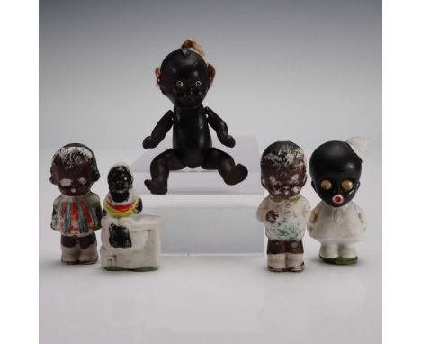 This 5-piece lot includes a mix of bisque and composite dolls depicting Black Americana figures, dating to the early-to-mid 2
