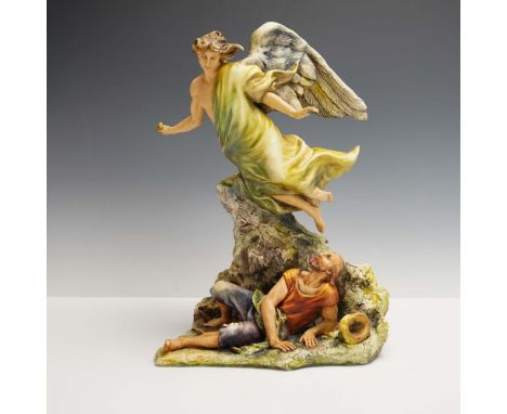 Handcrafted in Italy, this expressive porcelain composition by artist G. Borsato portrays a powerful Biblical moment in vibra