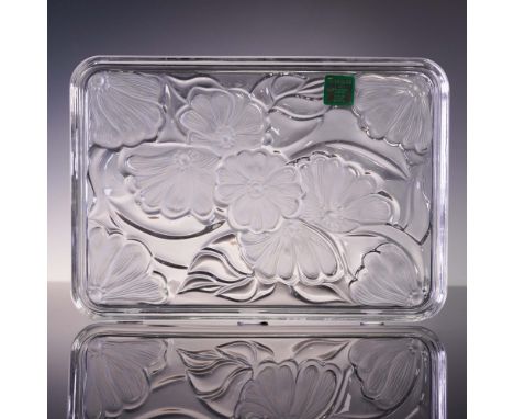 Elegant Marquis by Waterford rectangular crystal tray with raised floral design, showcasing fine craftsmanship and timeless s