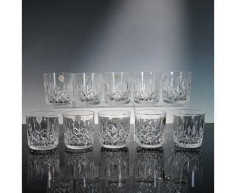 A 10-piece set of Waterford Lismore Old Fashioned glasses, renowned for their signature diamond and wedge cuts. Ideal for ser