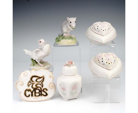 A delightful 6-piece grouping of Cybis bisque porcelain art, featuring a variety of hand-crafted animal and decorative forms.