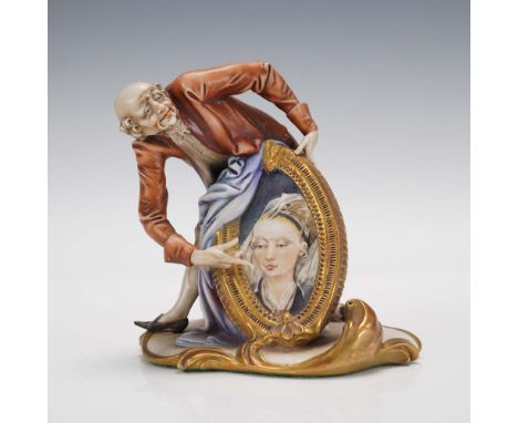 An exceptional porcelain figurine from the celebrated Borsato studio of Milan, Italy, this finely modeled work features a rob