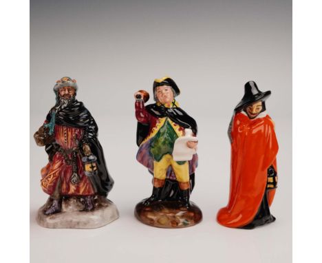 This charming trio of Royal Doulton hand painted porcelain miniatures includes Town Crier HN3261 and Good King Wenceslas HN32