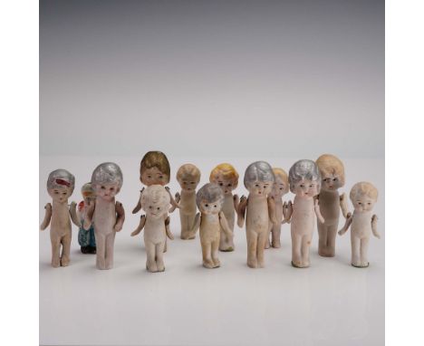 This charming collection includes thirteen antique bisque dolls, predominantly marked Japan, dating from the early 20th centu