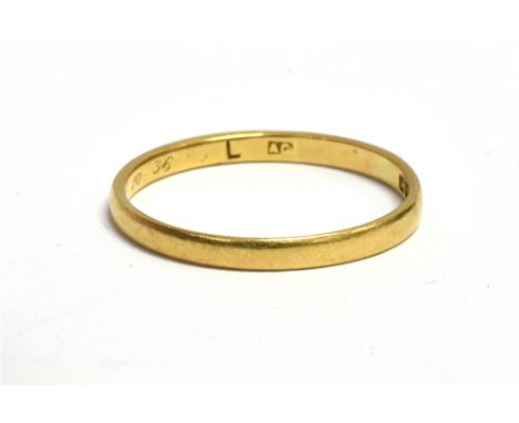 AN 18CT GOLD BAND RING the ring with faded Birmingham hallmark, Size S, weight 1.9grams