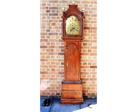 A 19TH CENTURY 8-DAY LONGCASE CLOCK  the brass dial with subsidiary seconds dial and date aperture, strike/silent dial to bre