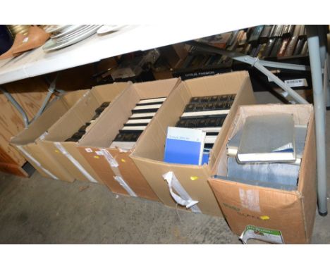 Five boxes of books to include Encyclopedia Britannica
