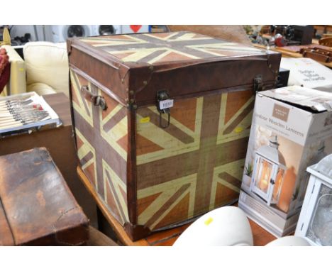 A storage trunk decorated with Union Jack