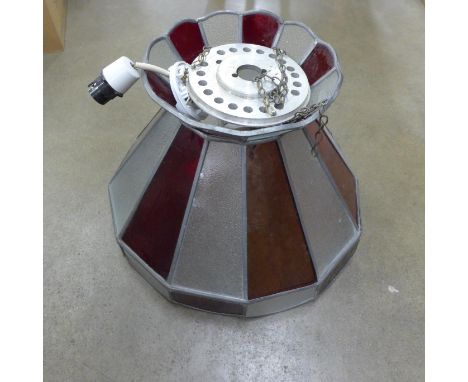 A ruby and mottled glass ceiling light shade **PLEASE NOTE THIS LOT IS NOT ELIGIBLE FOR POSTING AND PACKING** 
