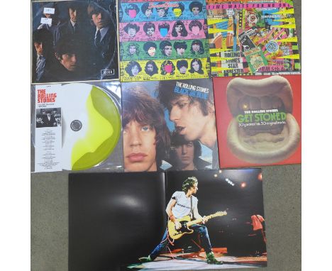 Six The Rolling Stones LP records and a Keith Richards solo album 