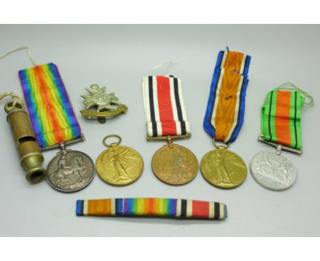 A pair of WWI medals to 28363 Pte. R Bullimore Linc R, a Victory medal to 17641 Pte C T Pritchard Leics R, a Special Constabu