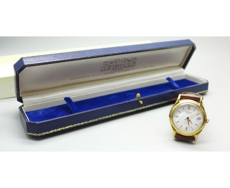A Sewills of Liverpool automatic chronometer wristwatch with box and papers, model 9450, date watch with exhibition back, 25 